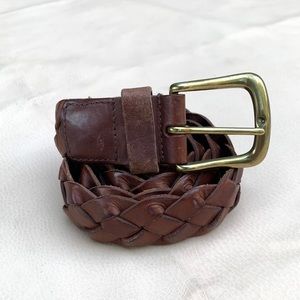 Braided Genuine Leather Belt • Brass Buckle